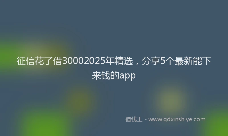 征信花了借30002025年精选，分享5个最新能下来钱的app