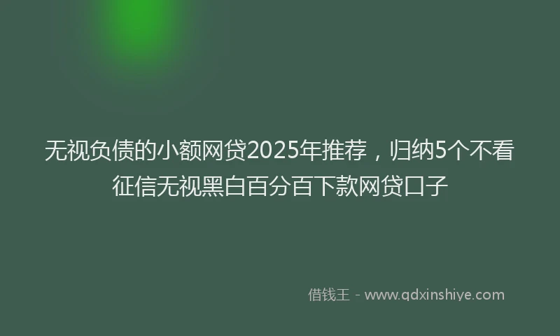 无视负债的小额网贷2025年推荐，归纳5个不看征信无视黑白百分百下款网贷口子