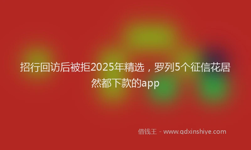 招行回访后被拒2025年精选，罗列5个征信花居然都下款的app