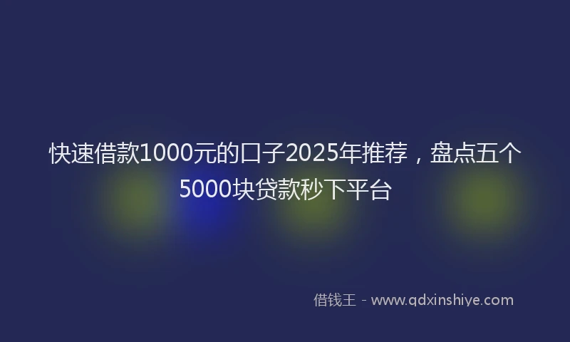 快速借款1000元的口子2025年推荐，盘点五个5000块贷款秒下平台