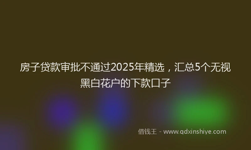 房子贷款审批不通过2025年精选，汇总5个无视黑白花户的下款口子