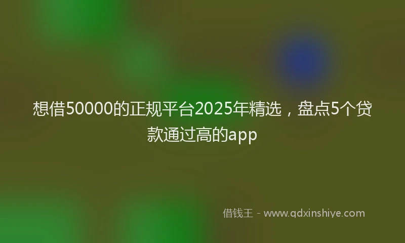 想借50000的正规平台2025年精选，盘点5个贷款通过高的app