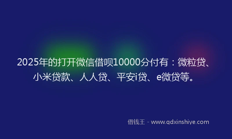 2025年的打开微信借呗10000分付有：微粒贷、小米贷款、人人贷、平安i贷、e微贷等。