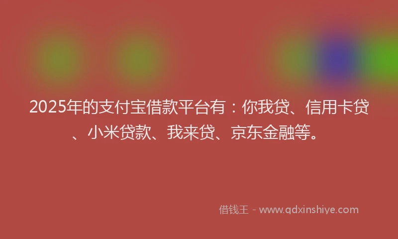 2025年的支付宝借款平台有：你我贷、信用卡贷、小米贷款、我来贷、京东金融等。