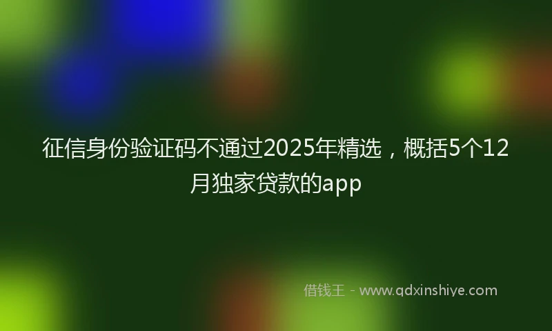 征信身份验证码不通过2025年精选，概括5个12月独家贷款的app