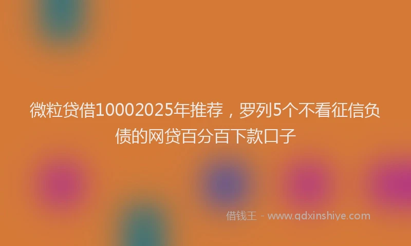 微粒贷借10002025年推荐，罗列5个不看征信负债的网贷百分百下款口子