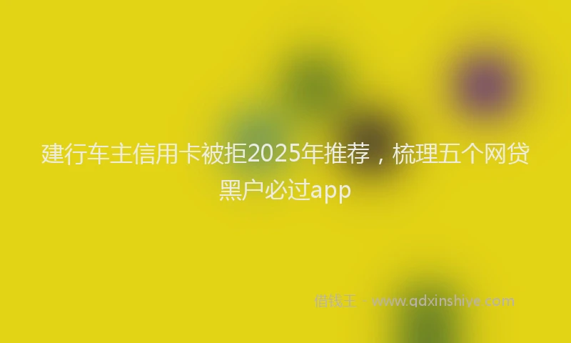 建行车主信用卡被拒2025年推荐，梳理五个网贷黑户必过app