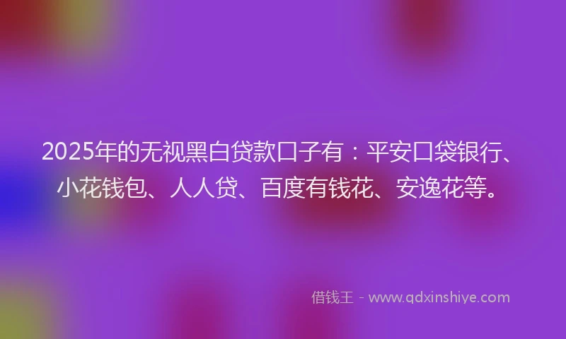 2025年的无视黑白贷款口子有：平安口袋银行、小花钱包、人人贷、百度有钱花、安逸花等。
