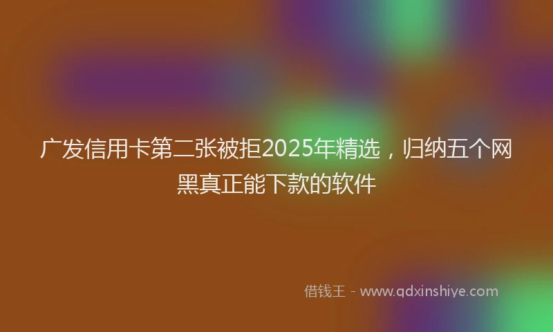 广发信用卡第二张被拒2025年精选，归纳五个网黑真正能下款的软件