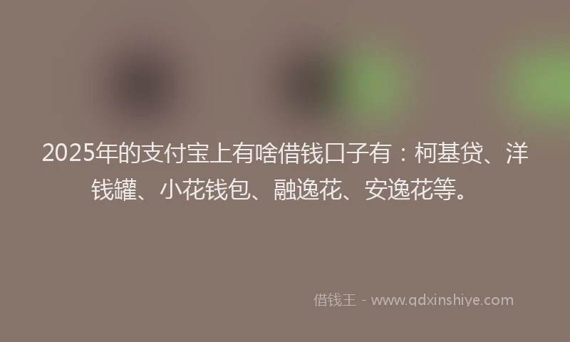 2025年的支付宝上有啥借钱口子有：柯基贷、洋钱罐、小花钱包、融逸花、安逸花等。