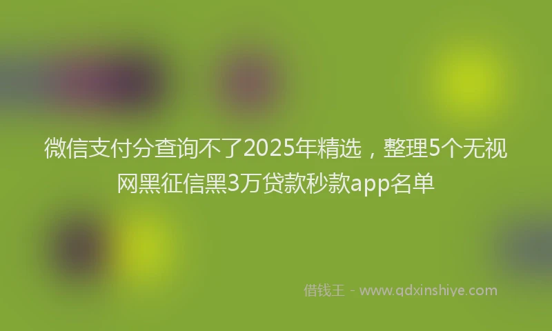 微信支付分查询不了2025年精选，整理5个无视网黑征信黑3万贷款秒款app名单