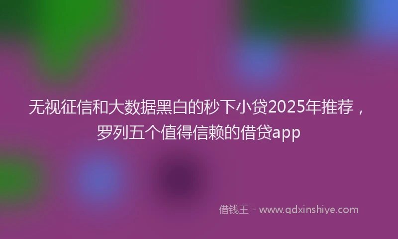 无视征信和大数据黑白的秒下小贷2025年推荐，罗列五个值得信赖的借贷app