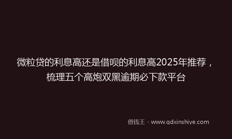 微粒贷的利息高还是借呗的利息高2025年推荐，梳理五个高炮双黑逾期必下款平台