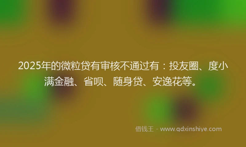 2025年的微粒贷有审核不通过有：投友圈、度小满金融、省呗、随身贷、安逸花等。