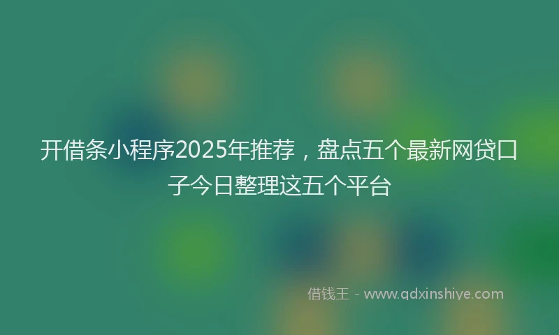 开借条小程序2025年推荐，盘点五个最新网贷口子今日整理这五个平台