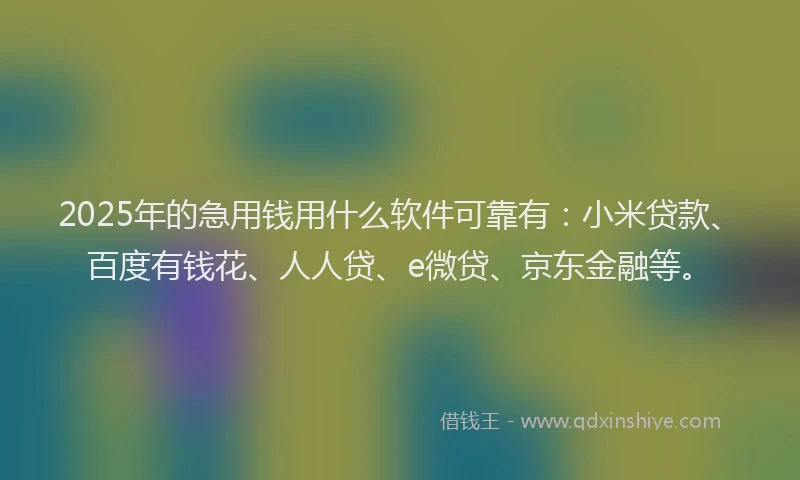 2025年的急用钱用什么软件可靠有：小米贷款、百度有钱花、人人贷、e微贷、京东金融等。