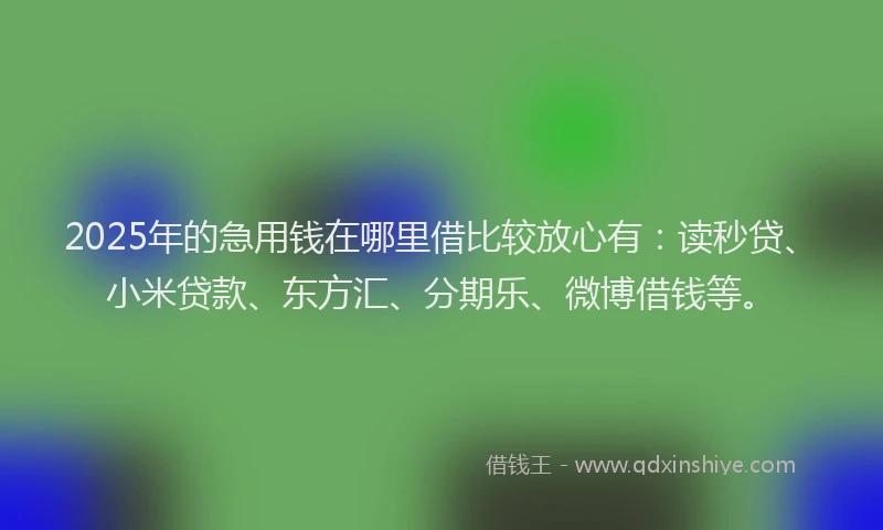 2025年的急用钱在哪里借比较放心有：读秒贷、小米贷款、东方汇、分期乐、微博借钱等。