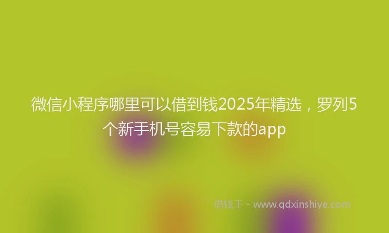 微信小程序哪里可以借到钱2025年精选，罗列5个新手机号容易下款的app