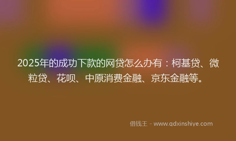 2025年的成功下款的网贷怎么办有：柯基贷、微粒贷、花呗、中原消费金融、京东金融等。