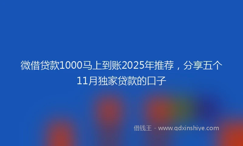 微借贷款1000马上到账2025年推荐，分享五个11月独家贷款的口子