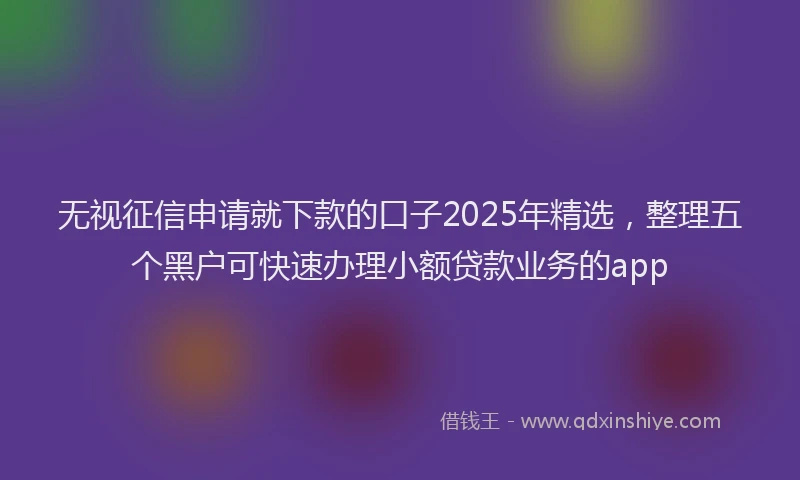 无视征信申请就下款的口子2025年精选，整理五个黑户可快速办理小额贷款业务的app