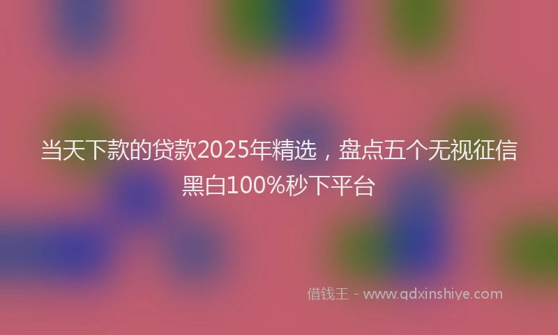 当天下款的贷款2025年精选，盘点五个无视征信黑白100%秒下平台