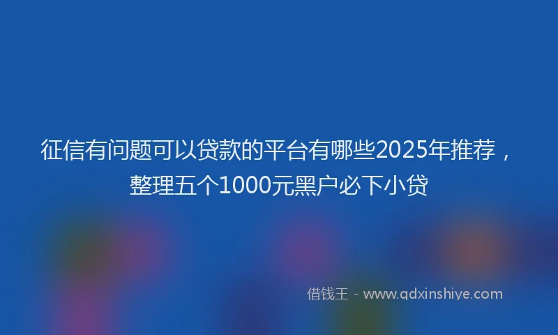 征信有问题可以贷款的平台有哪些2025年推荐，整理五个1000元黑户必下小贷