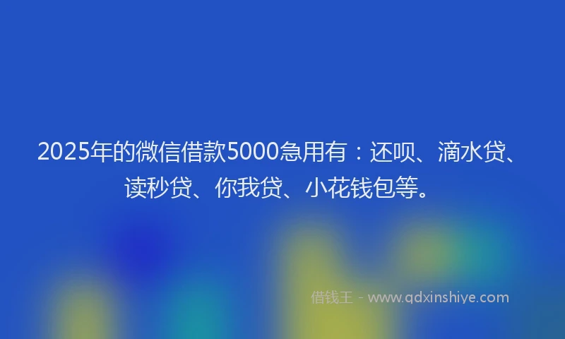2025年的微信借款5000急用有：还呗、滴水贷、读秒贷、你我贷、小花钱包等。