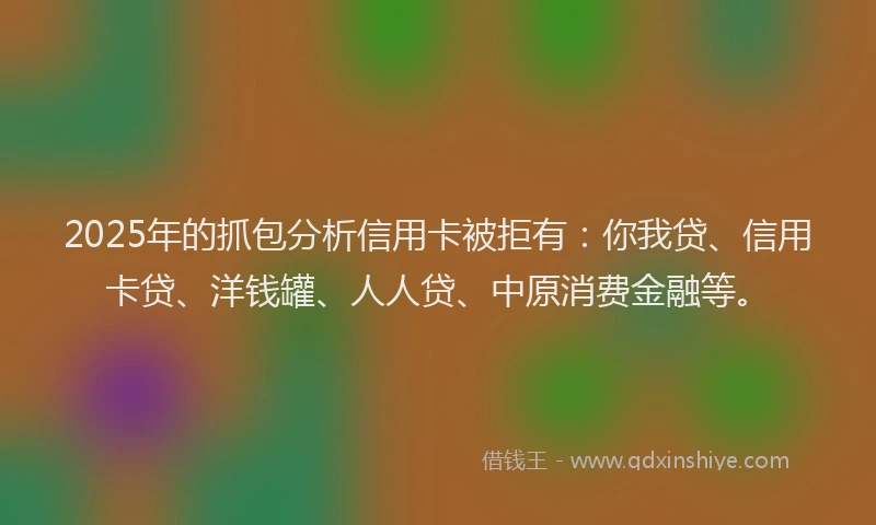 2025年的抓包分析信用卡被拒有：你我贷、信用卡贷、洋钱罐、人人贷、中原消费金融等。