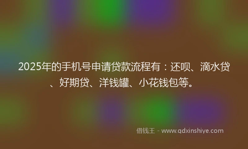 2025年的手机号申请贷款流程有：还呗、滴水贷、好期贷、洋钱罐、小花钱包等。
