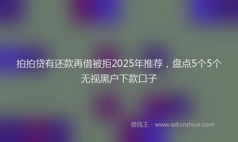 拍拍贷有还款再借被拒2025年推荐，盘点5个5个无视黑户下款口子