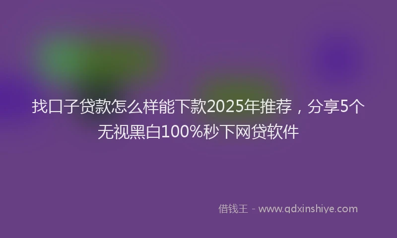 找口子贷款怎么样能下款2025年推荐，分享5个无视黑白100%秒下网贷软件