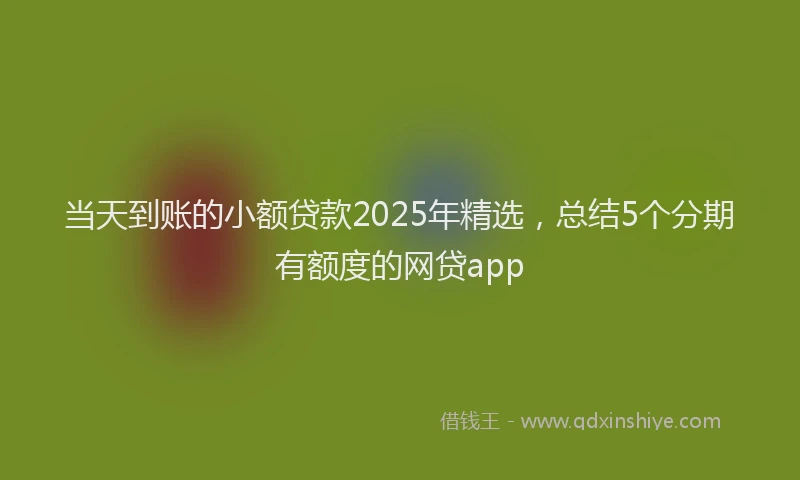 当天到账的小额贷款2025年精选，总结5个分期有额度的网贷app