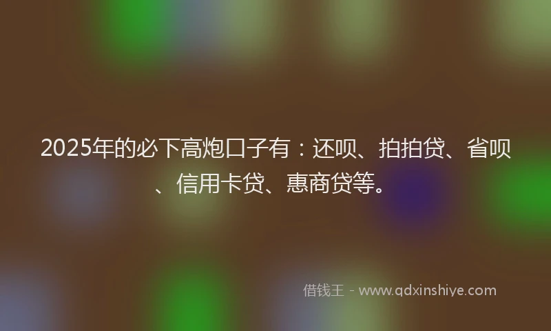 2025年的必下高炮口子有：还呗、拍拍贷、省呗、信用卡贷、惠商贷等。