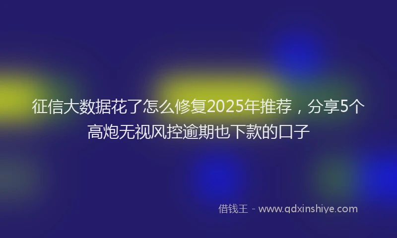 征信大数据花了怎么修复2025年推荐，分享5个高炮无视风控逾期也下款的口子