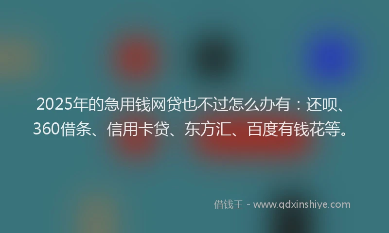2025年的急用钱网贷也不过怎么办有：还呗、360借条、信用卡贷、东方汇、百度有钱花等。