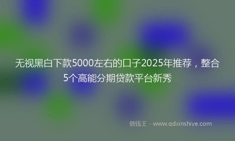 无视黑白下款5000左右的口子2025年推荐，整合5个高能分期贷款平台新秀
