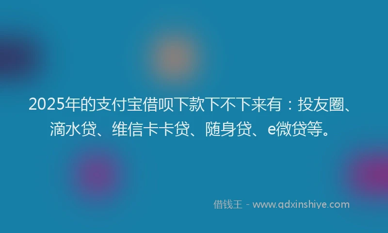 2025年的支付宝借呗下款下不下来有：投友圈、滴水贷、维信卡卡贷、随身贷、e微贷等。