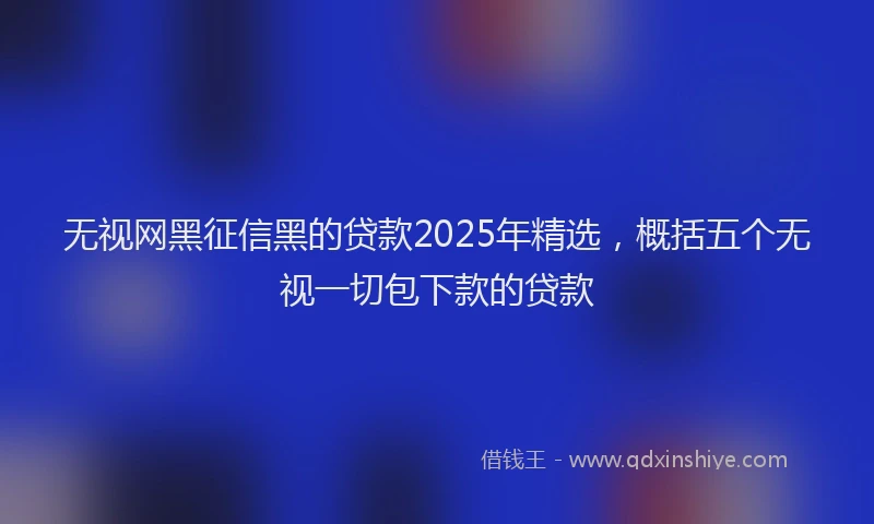 无视网黑征信黑的贷款2025年精选，概括五个无视一切包下款的贷款