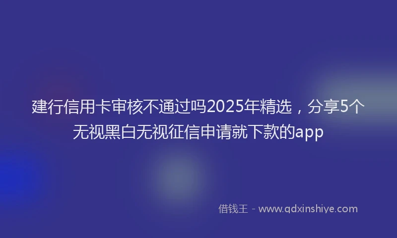 建行信用卡审核不通过吗2025年精选，分享5个无视黑白无视征信申请就下款的app