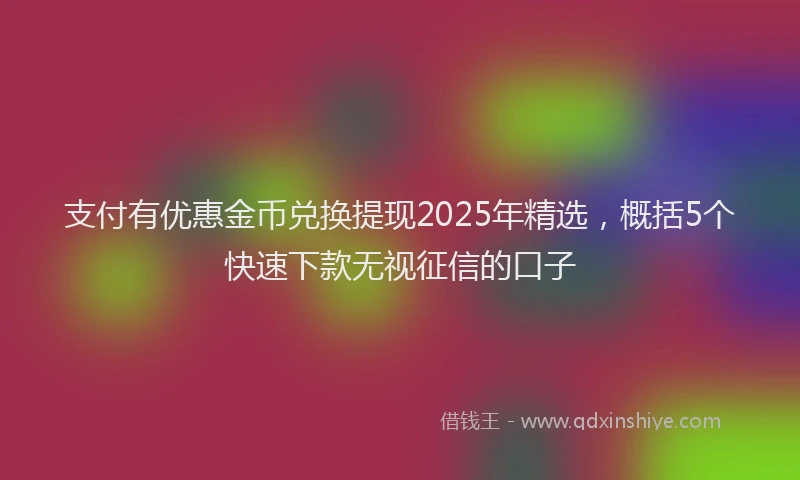 支付有优惠金币兑换提现2025年精选，概括5个快速下款无视征信的口子