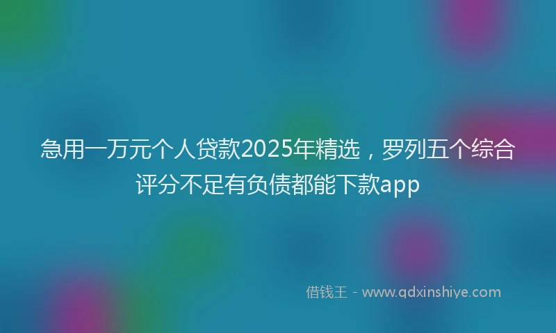 急用一万元个人贷款2025年精选，罗列五个综合评分不足有负债都能下款app