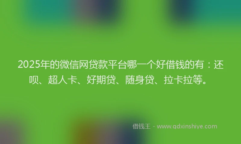2025年的微信网贷款平台哪一个好借钱的有：还呗、超人卡、好期贷、随身贷、拉卡拉等。