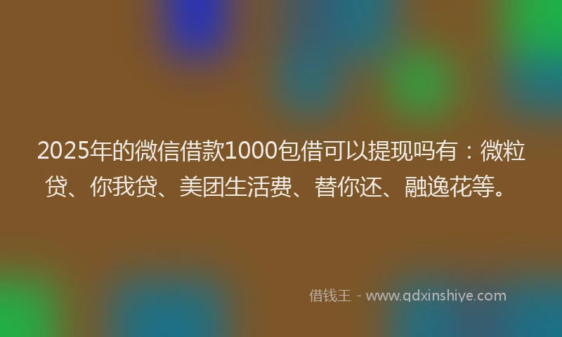2025年的微信借款1000包借可以提现吗有：微粒贷、你我贷、美团生活费、替你还、融逸花等。