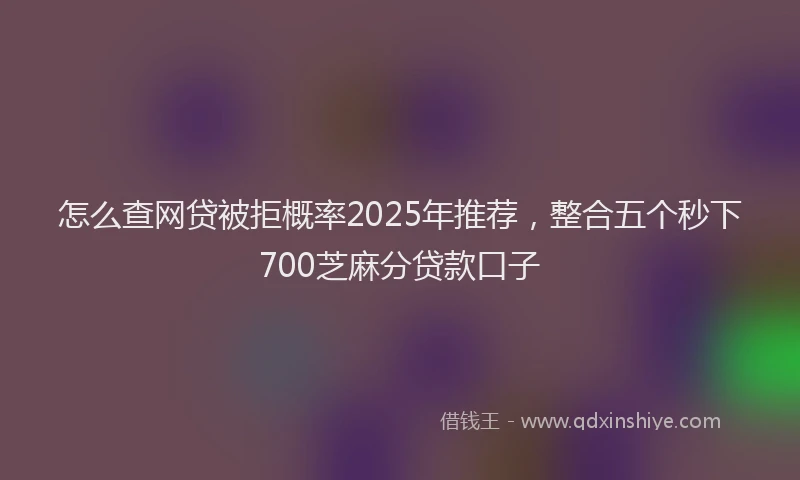 怎么查网贷被拒概率2025年推荐，整合五个秒下700芝麻分贷款口子