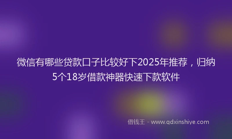 微信有哪些贷款口子比较好下2025年推荐，归纳5个18岁借款神器快速下款软件