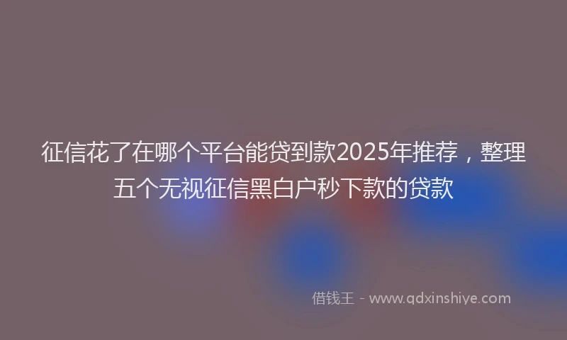 征信花了在哪个平台能贷到款2025年推荐，整理五个无视征信黑白户秒下款的贷款