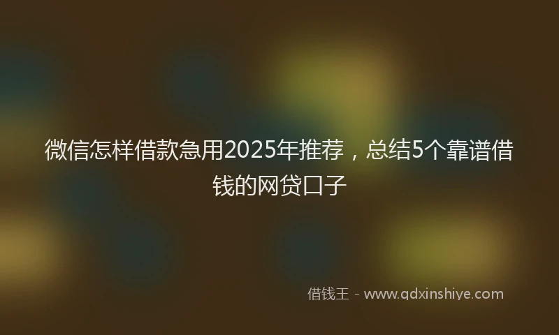 微信怎样借款急用2025年推荐，总结5个靠谱借钱的网贷口子