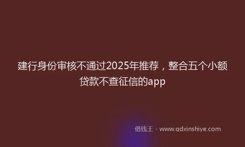 建行身份审核不通过2025年推荐，整合五个小额贷款不查征信的app