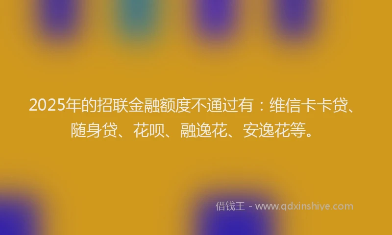 2025年的招联金融额度不通过有：维信卡卡贷、随身贷、花呗、融逸花、安逸花等。